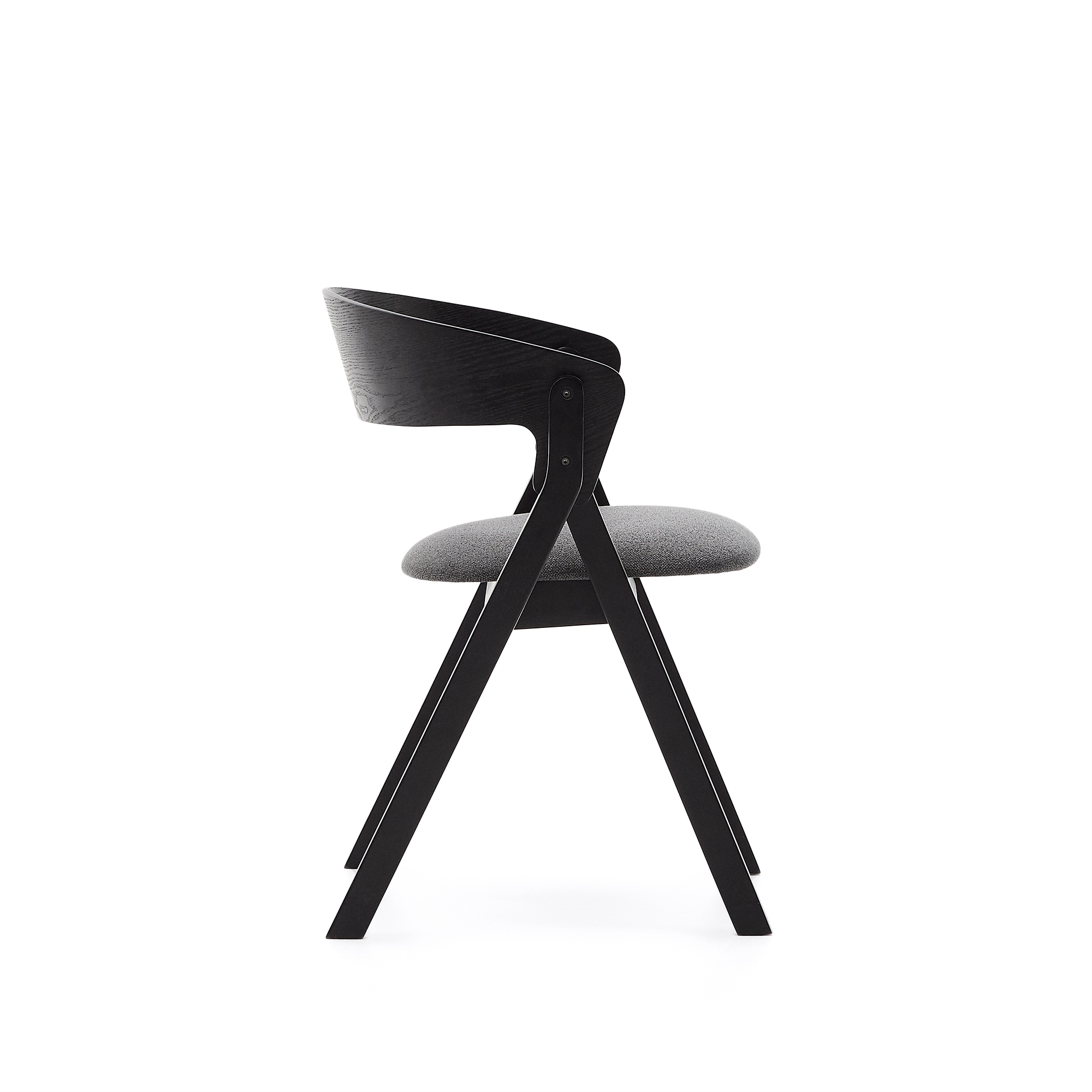 Стул Godia из дерева с черной отделкой и серым шениллом La Forma (ex Julia Grup)