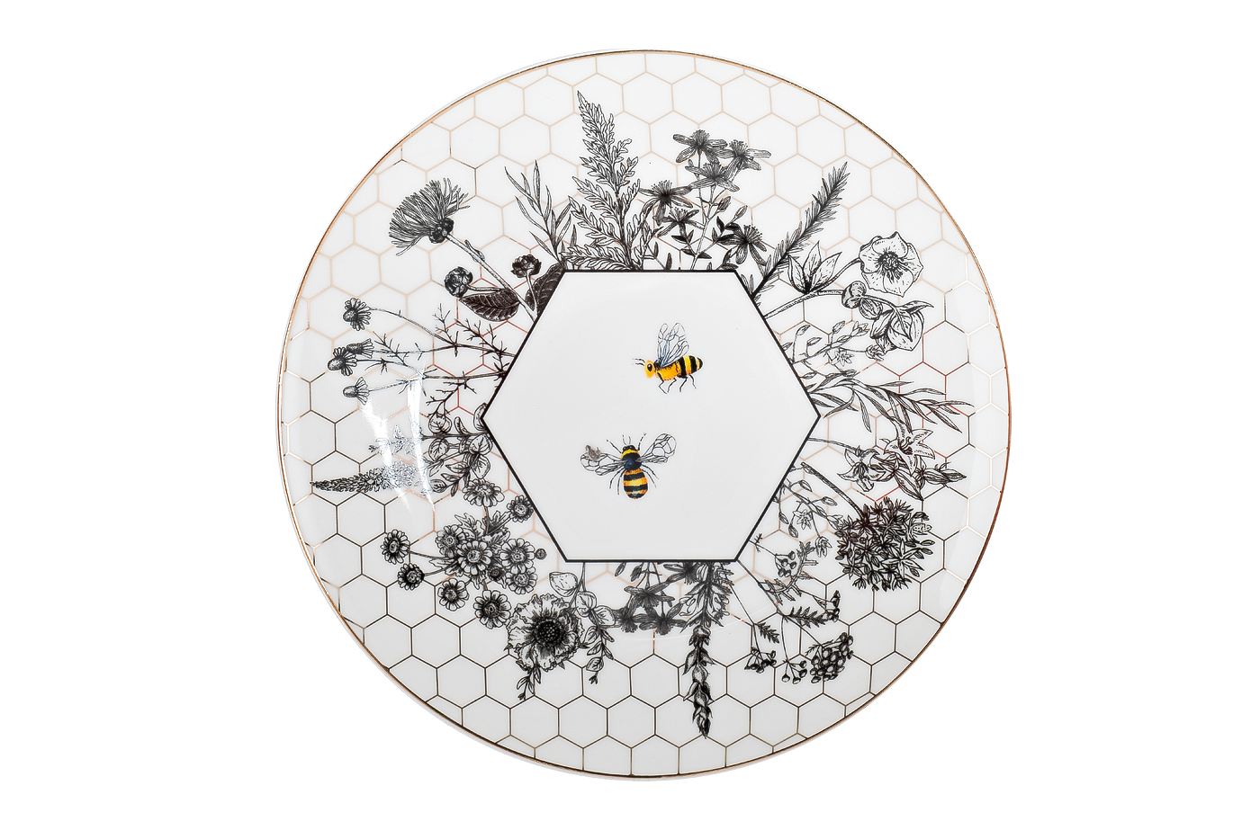 Тарелка-купе Honeycomb Пчелки 20 см Garda Decor 26FC-TAR-HONEYCOMB-20
