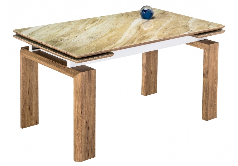 Стол стеклянный Woodville Давос бежевый мрамор 462083