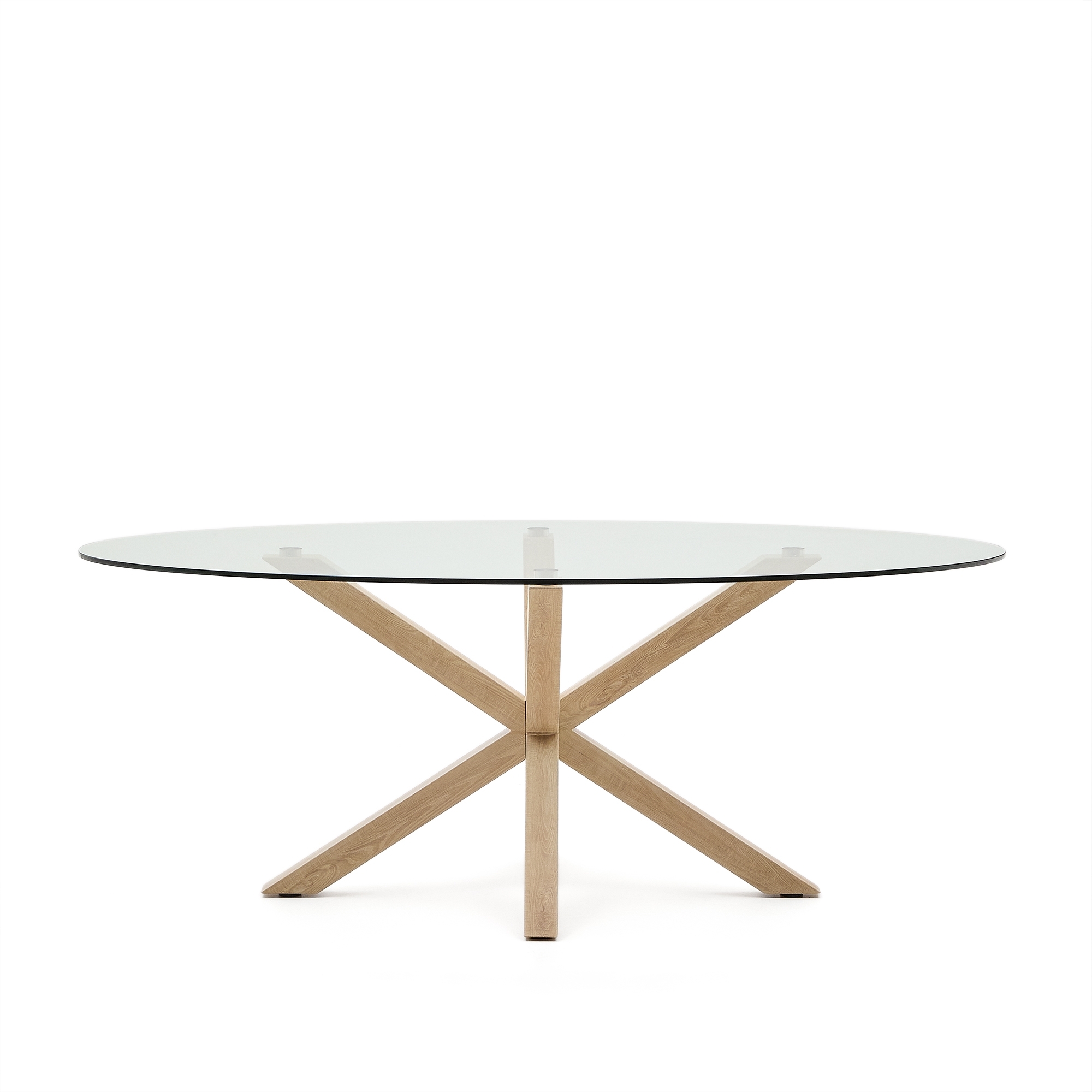 Овальный стол ARYA Argo из прозрачного стекла и стали с эффектом дерева 200x100 La Forma (ex Julia Grup)