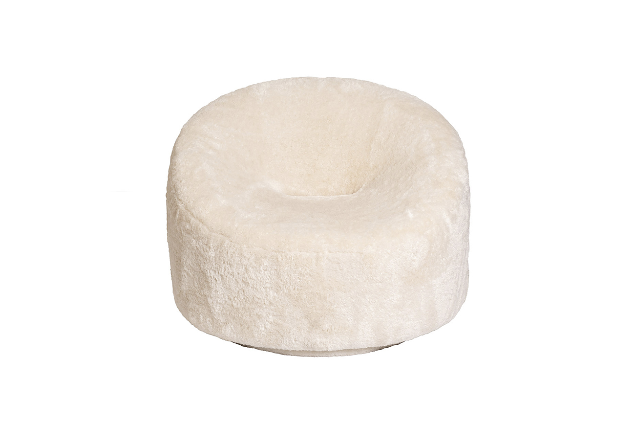 Кресло вращающееся Luna кремовое искусственный мех Garda Decor ZW-20086 CR