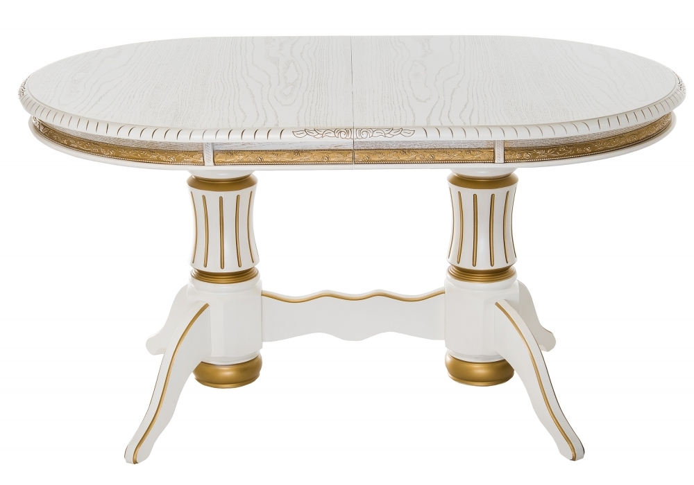 Стол Woodville Женева молочный с золотой патиной 406085