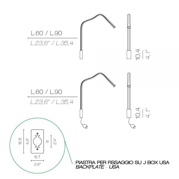 Настенный светильник Contardi FLEXILED AP L60 bronze/brown ACAM.000351
