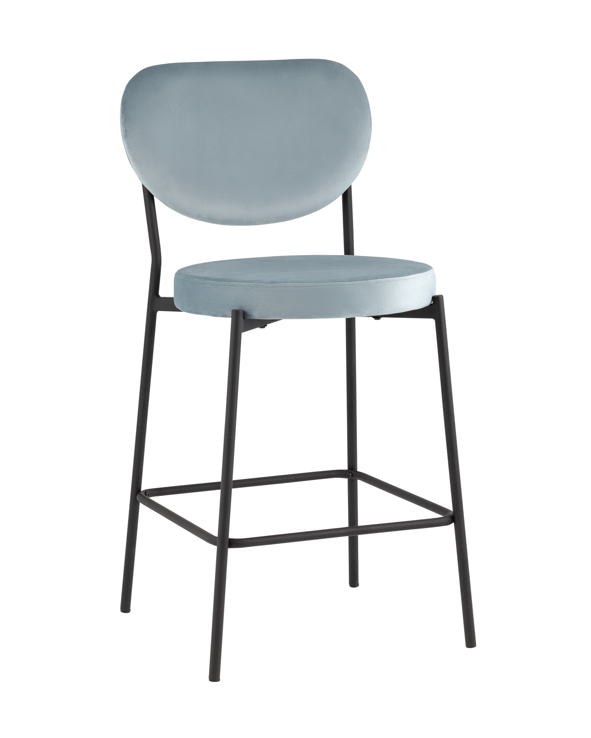 Стул полубарный Барбара NEW велюр серо-голубой Stool Group