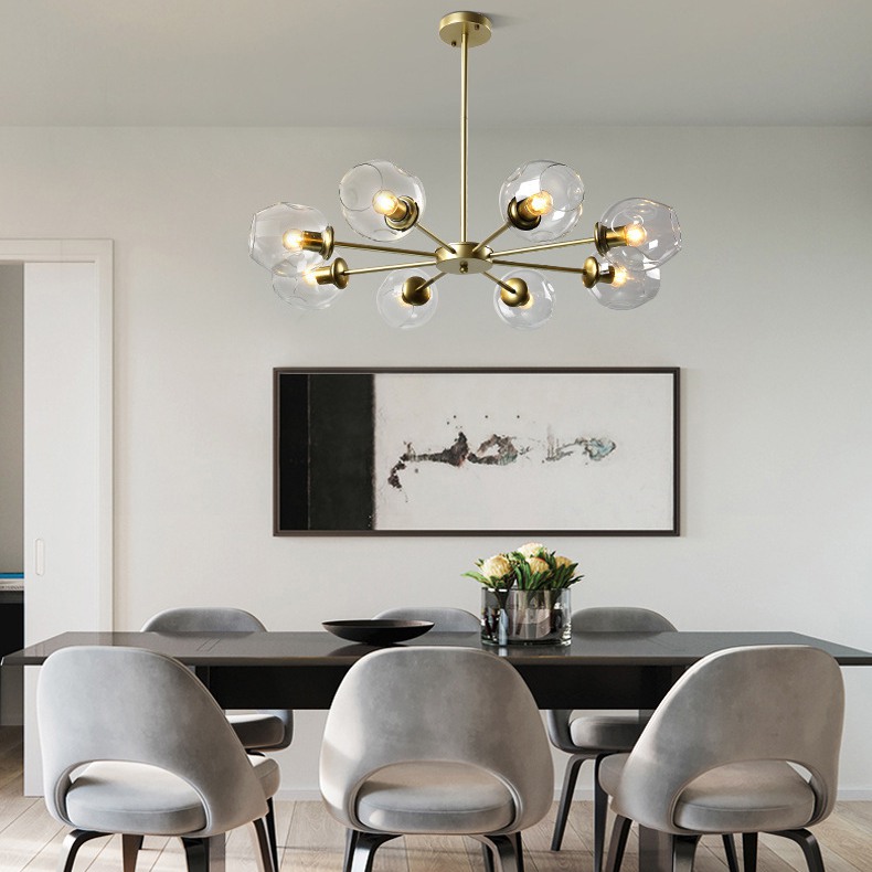 Люстра на штанге MARINE D104 12 lamps Gold/Transparent by ImperiumLoft