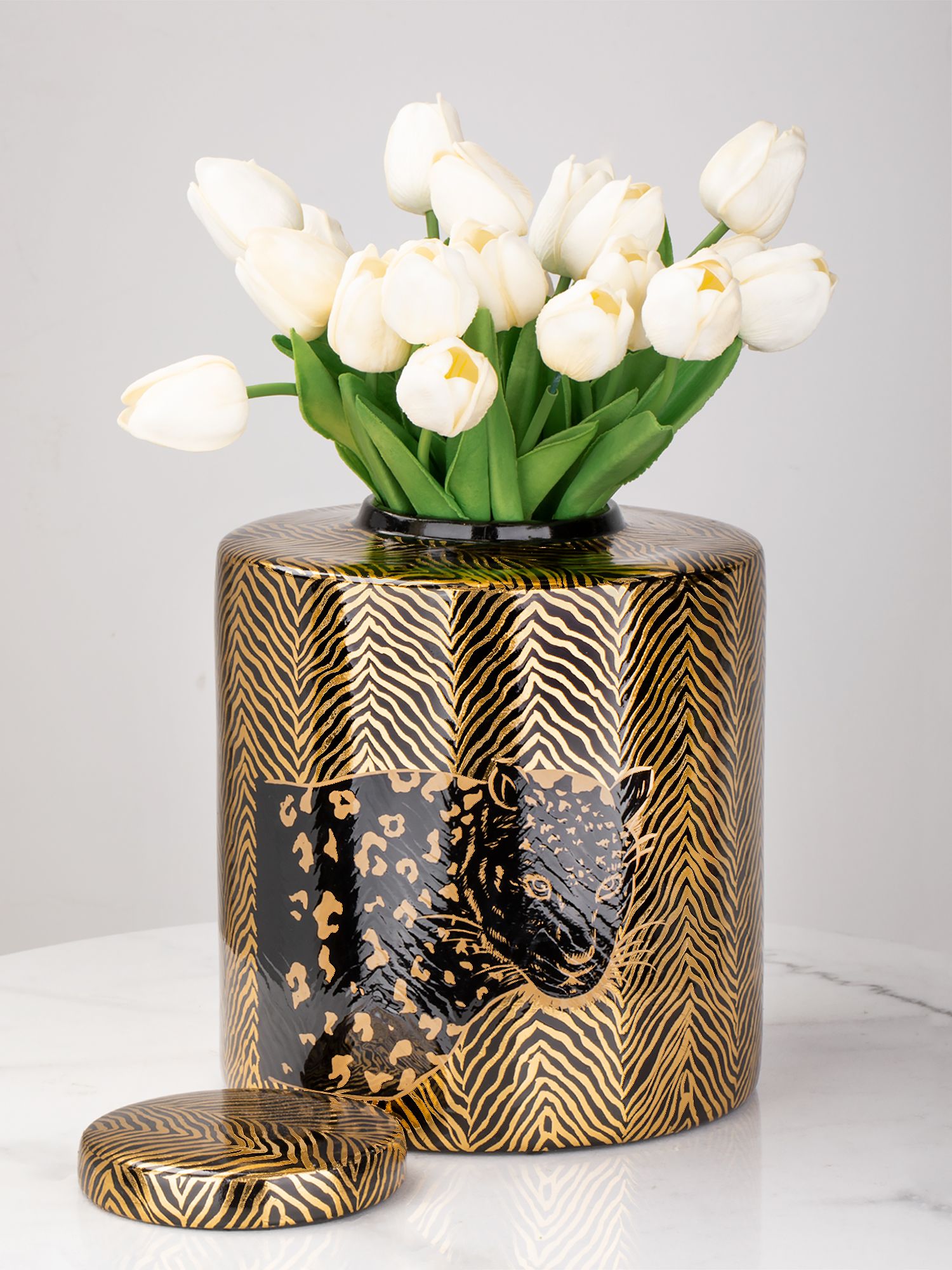 Ваза с крышкой Леопард Glasar 58-005