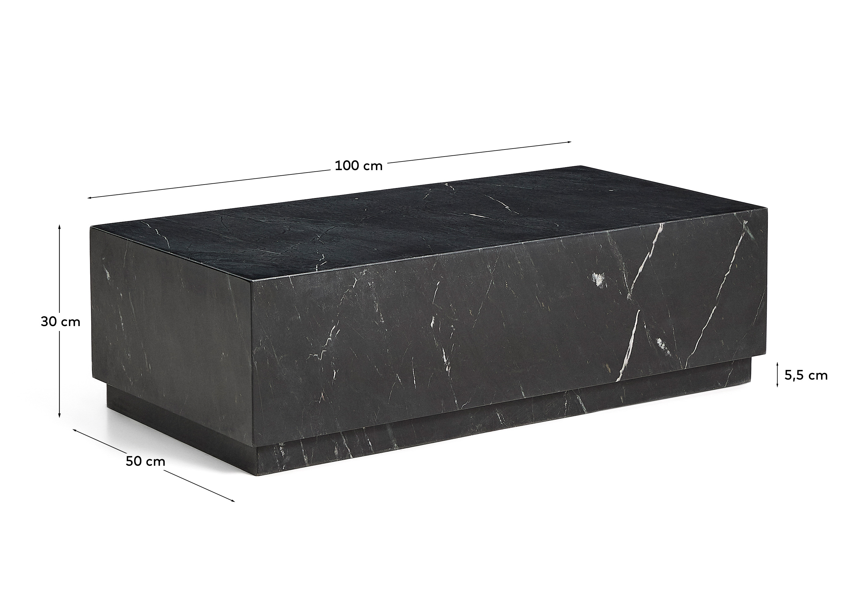 Журнальный столик Sorein из черного мрамора 100 x 50 см La Forma 451203