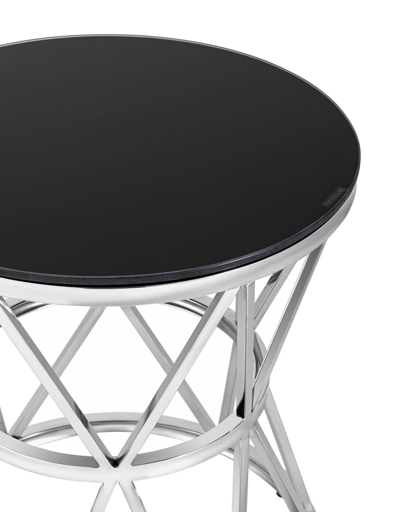 Журнальный стол 50*50 ВИВА серебро стекло черное Stool Group