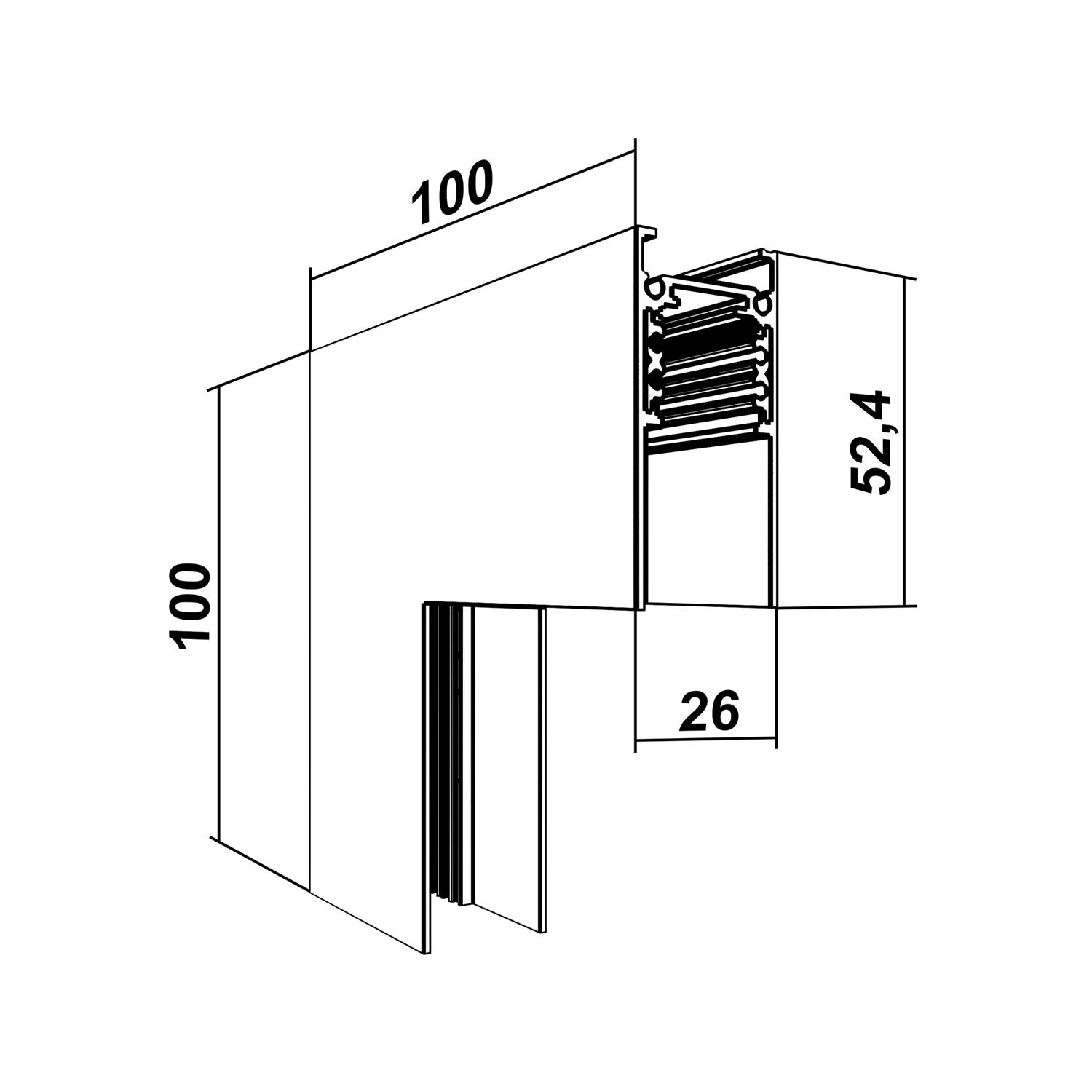 Угол накладной (вертикальный) для магнитной системы V-АВД-5356 Black Угол накладной (вертикальный) для магнитной системы V-АВД-5356 Black