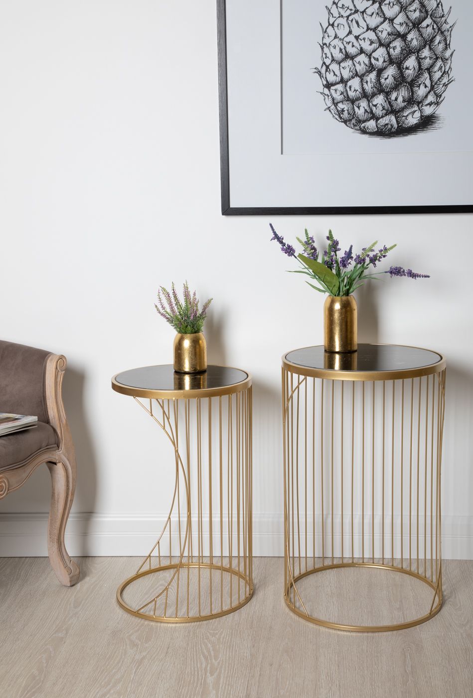 Столик интерьерный с черным мрамором Glasar 54-056