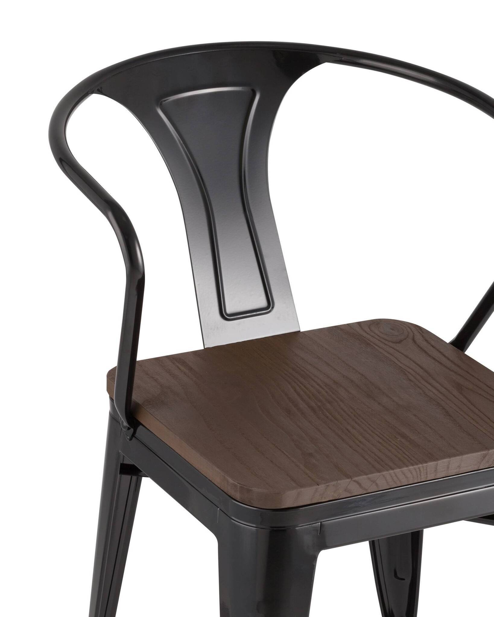 Стул TOLIX ARM WOOD с подлокотниками черный Stool Group