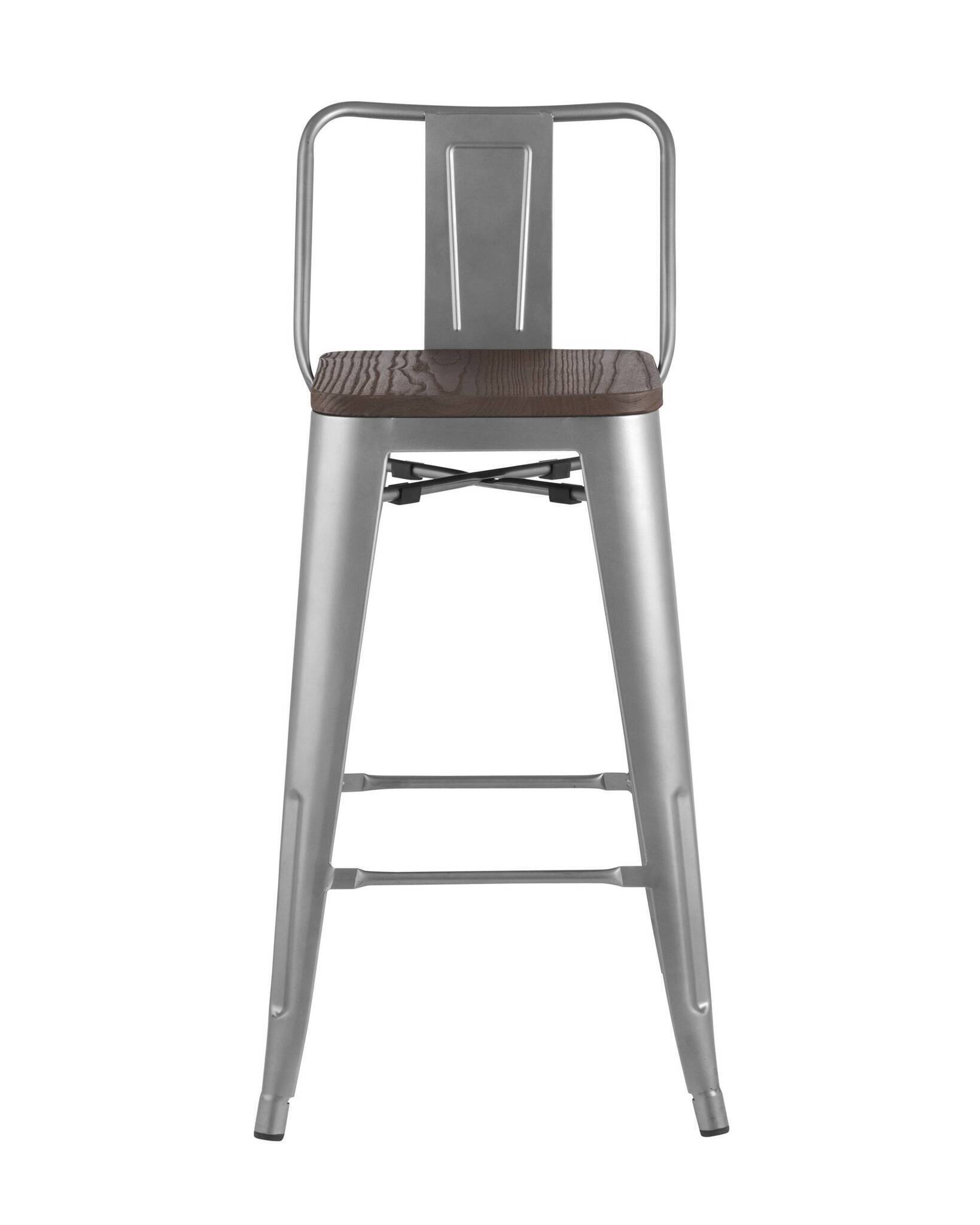 Стул полубарный TOLIX WOOD со спинкой серебристый матовый Stool Group