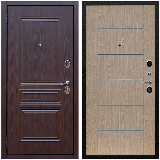 Дверь входная Graf Экстра МДФ 10 мм ФЛ-243 Лиственница шоколад / МДФ 6мм В-03 Венге светлый