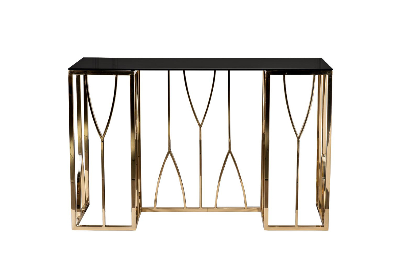 Консоль черное стекло/золото Garda Decor 13RXC3102-GOLD