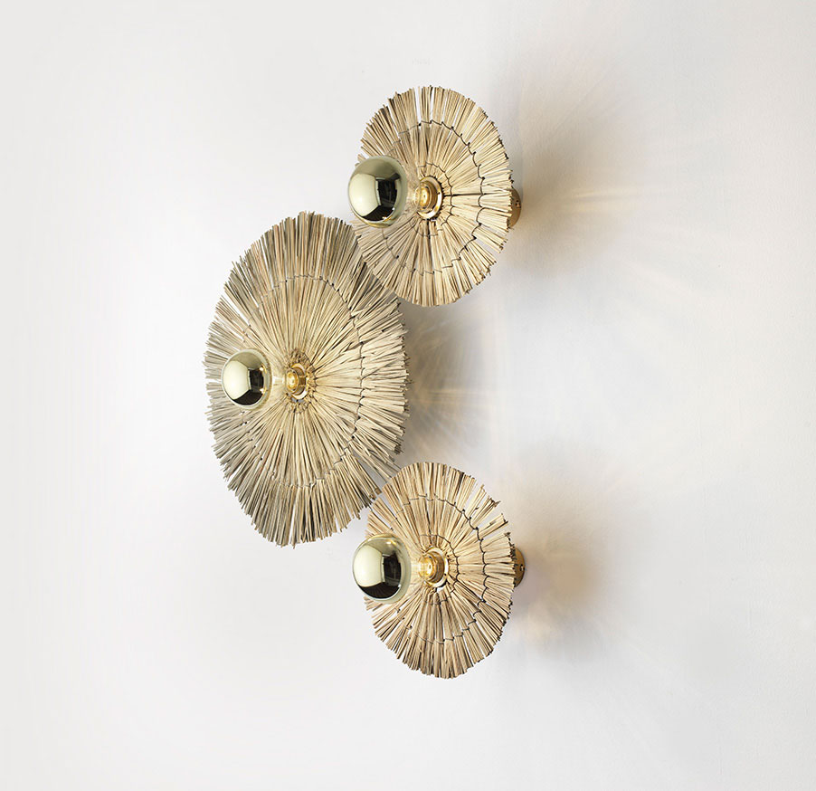 Бра Laos натуральная соломка 30 cm + цоколь 5 cm золотой металл Aromas del Campo