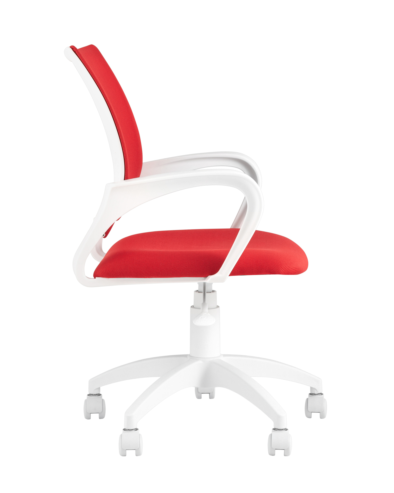 Кресло офисное Topchairs ST-BASIC-W спинка белая сетка сиденье красная ткань крестовина белый пластик Stool Group