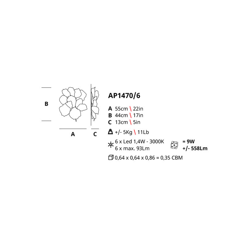 Настенный светильник Serip AP1470/6 FP/PR/CH/PL