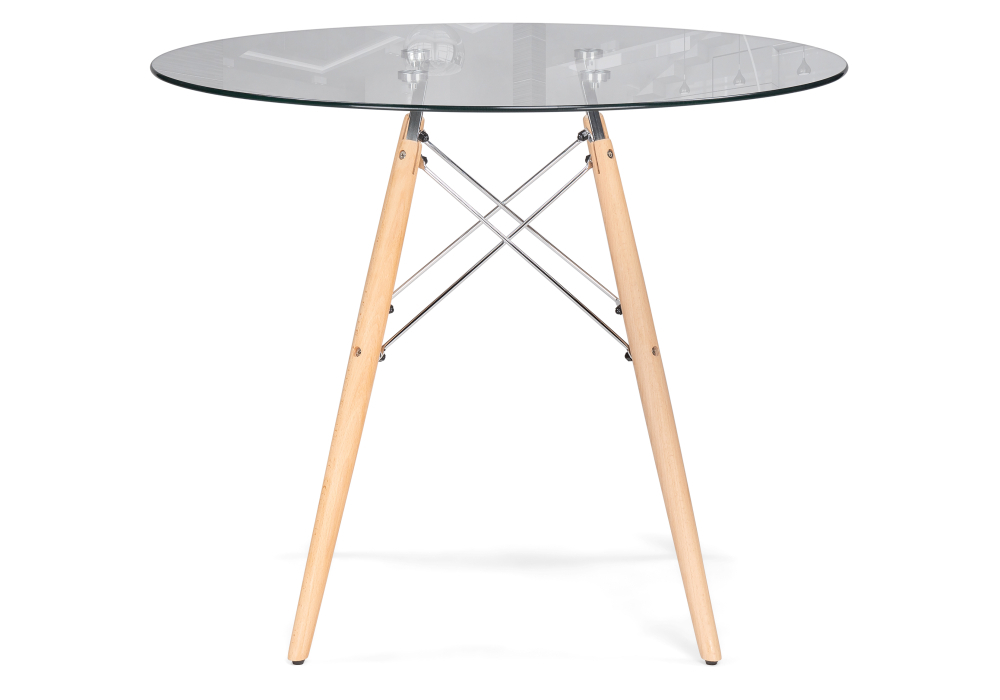 Стол стеклянный Woodville PT-151 90х90х76 clear glass / wood 15487
