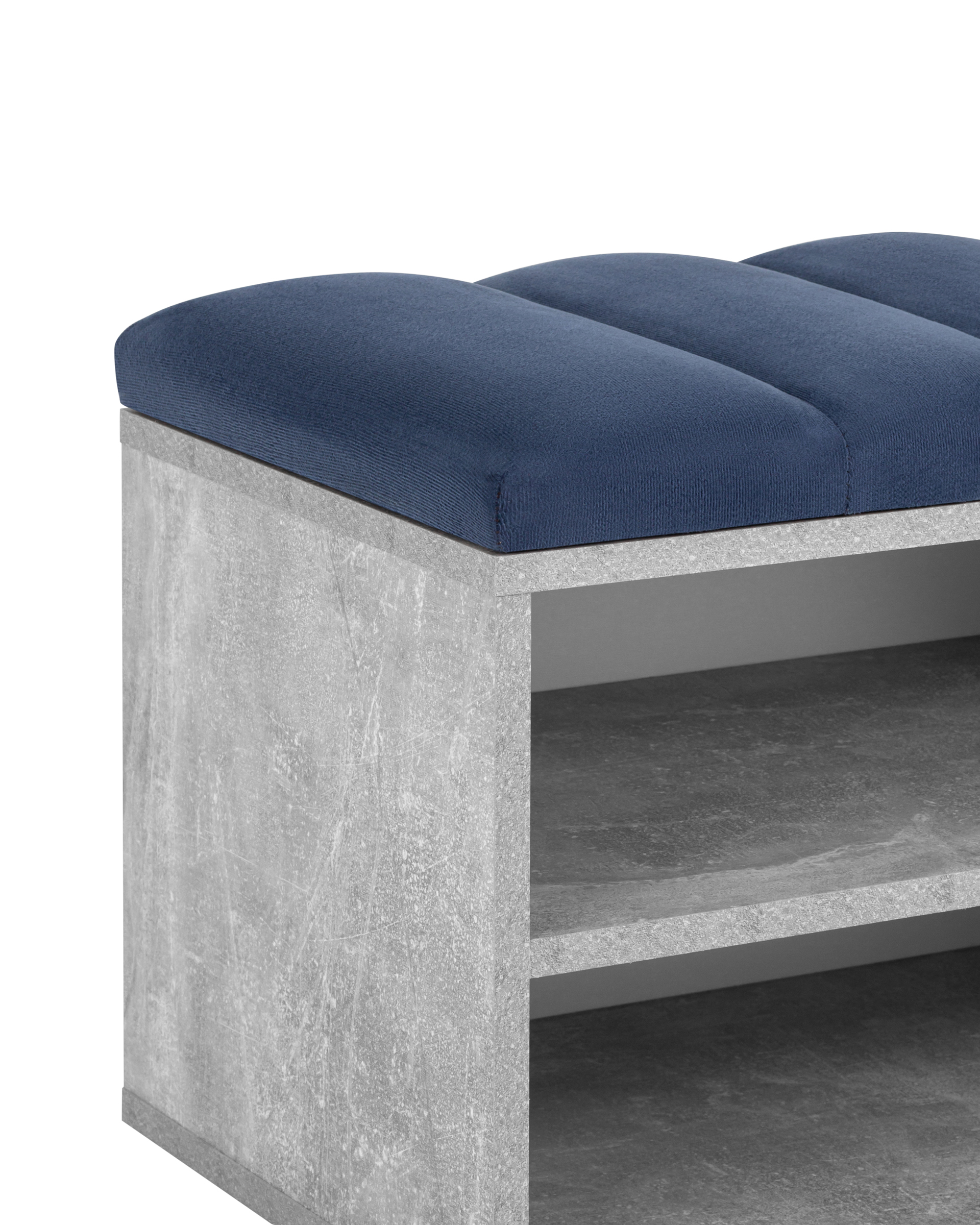 Обувница Хольст серая велюр синий Stool Group
