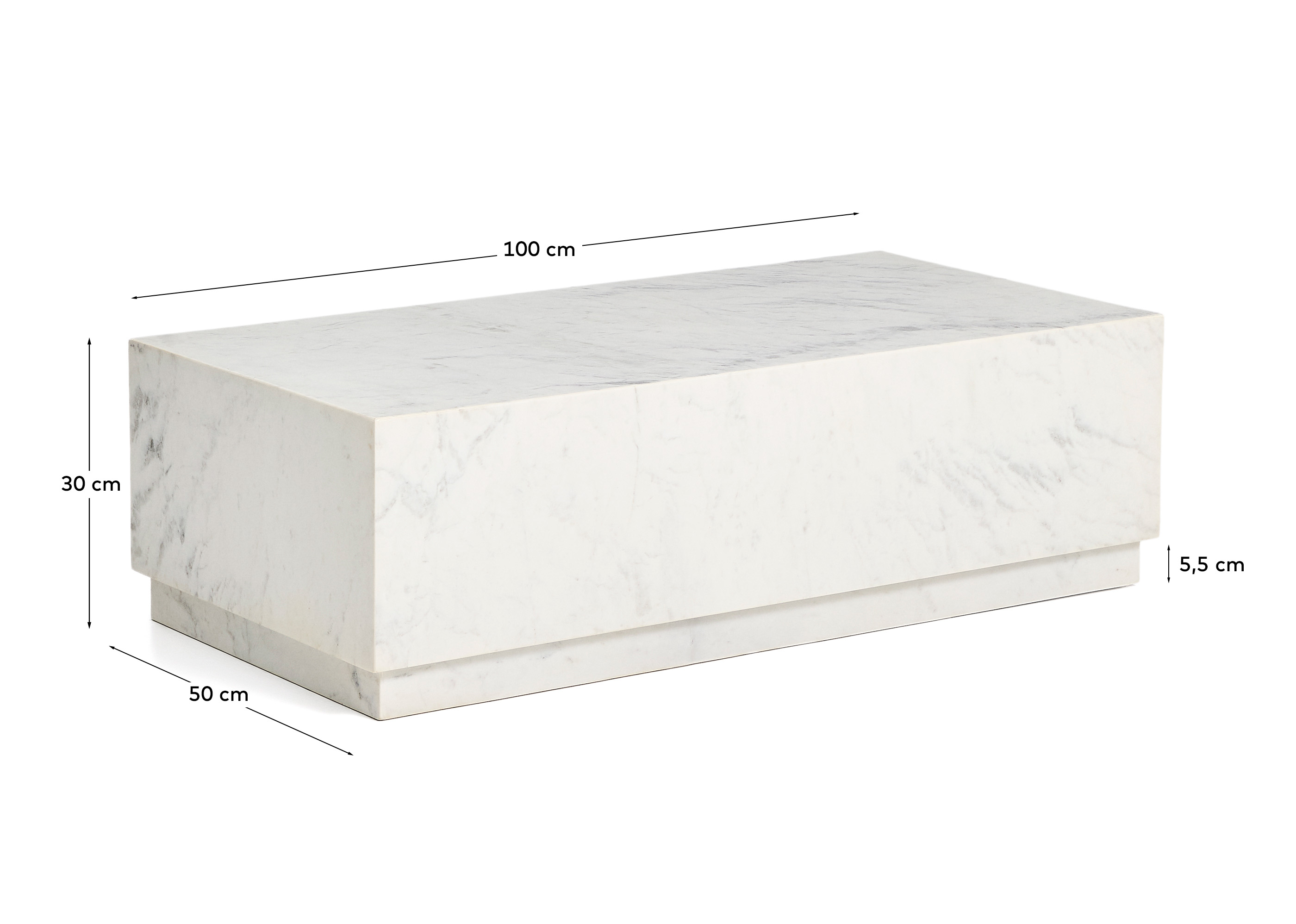 Журнальный столик Sorein из белого мрамора 100 x 50 см La Forma 451199