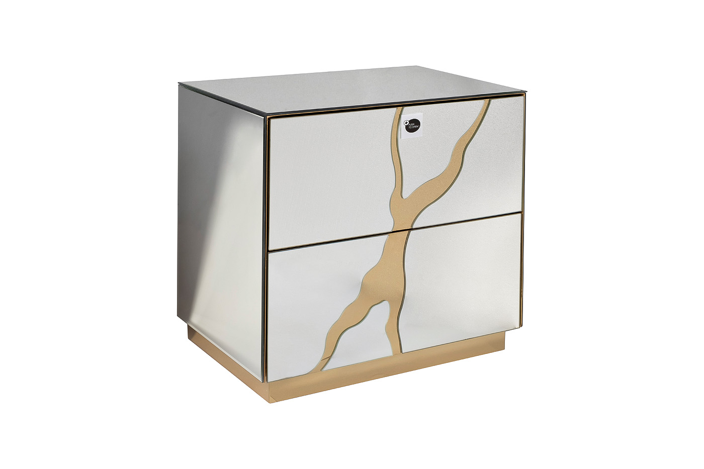 Тумбочка зеркальная с золотым декором Garda Decor KFG199