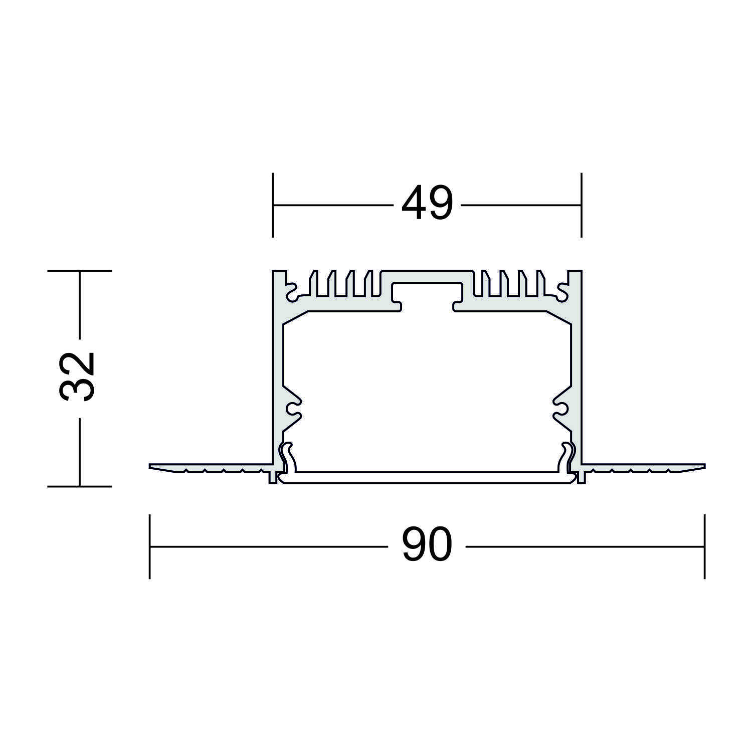 Встраиваемый профиль под шпаклевку Ledron АВД-4759 Alum