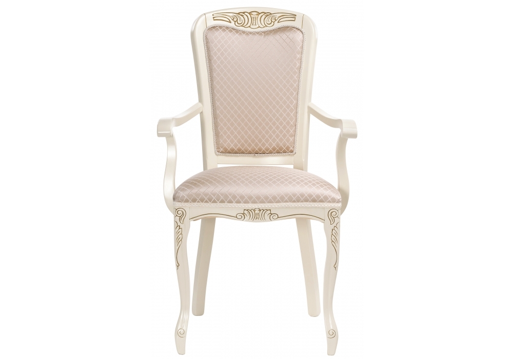 Стул деревянный Woodville Клето слоновая кость с золотой патиной / ромб 431002
