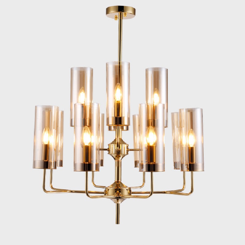 Люстра Agne Brass &amp; Blue Glass Tube Chandelier in 1970 12 Коричневый by ImperiumLoft