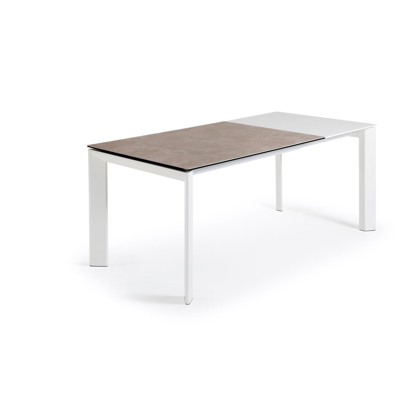 Стол Atta 120 (180) x80 белые ножки керамика Vulcano Ash La Forma (ex Julia Grup)