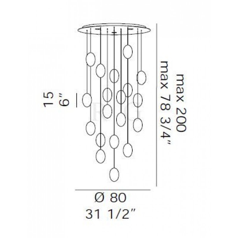 Подвесной светильник De Majo PRO-SECCO LIGHTDROPS 80