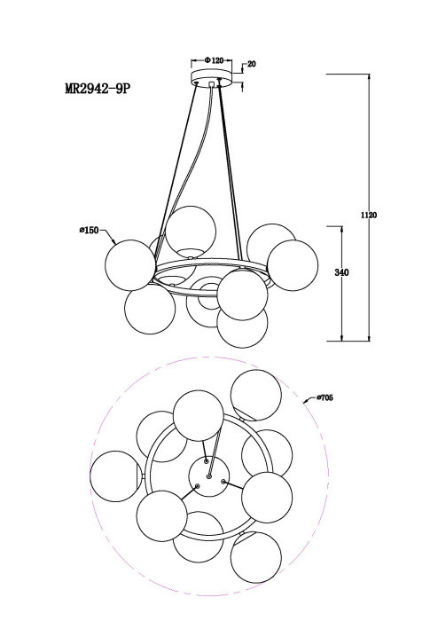 Подвесная люстра MyFar MR2942-9P
