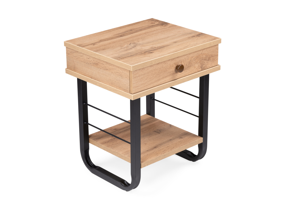 Тумба прикроватная Woodville Малгома черная / дуб вотан 511608