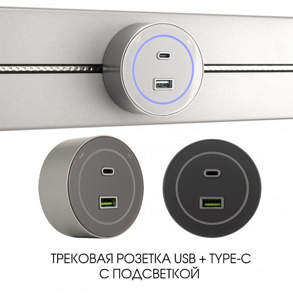 Трековая система розеток Arte Milano 399732TS/USB-Type-C Silver