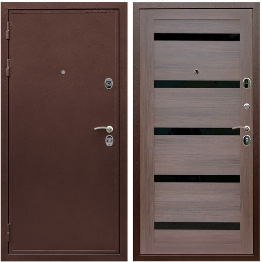 Дверь входная Graf Лондон Антик медь / МДФ 16 мм СБ-14 Эковенге стекло черное