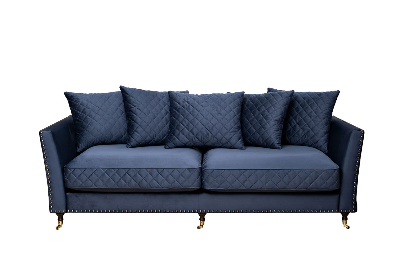 Диван Sorrento 220 трехместный велюровый темно-синий Garda Decor SORRENTO-220-Colt034-SIN