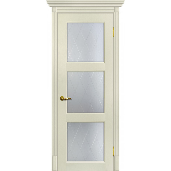 Межкомнатная дверь Graf Тоскана-4 Сатинат, контурный полимер б-цв. рис. Ромб Ваниль (2000 х 600)