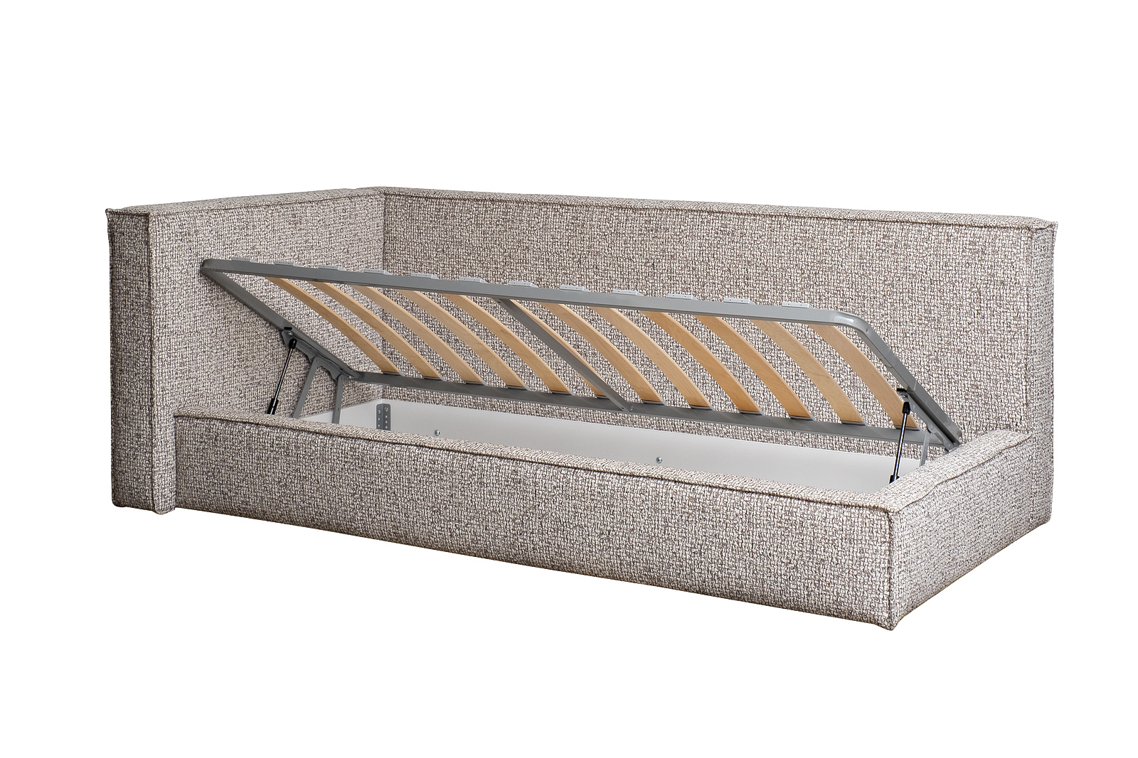 Кровать детская угловая Runa-80 с мех шенилл серая Seppia Ser 114*215*80 Garda Decor Runa-80М-Seppia Ser