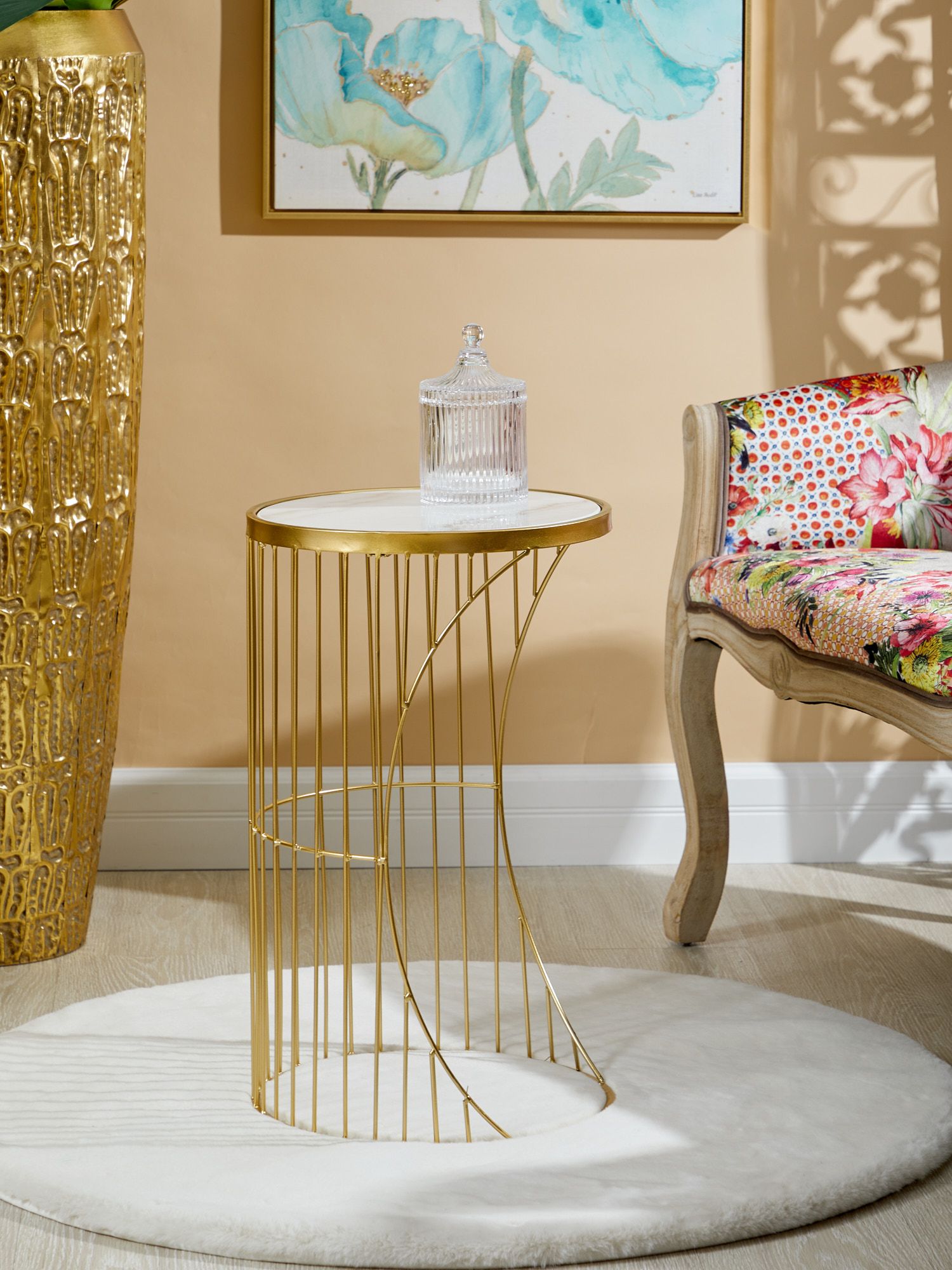 Столик интерьерный с белым мрамором Glasar 54-055