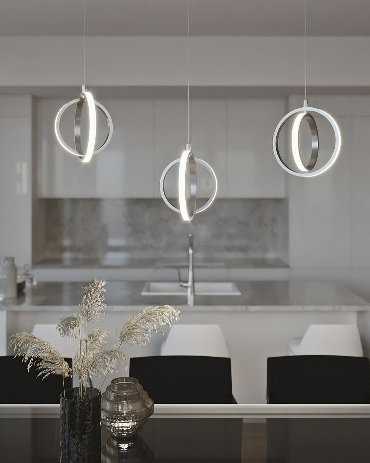 Серебряный светодиодный подвес Глоу Louvre Home LHLPN030723XNP