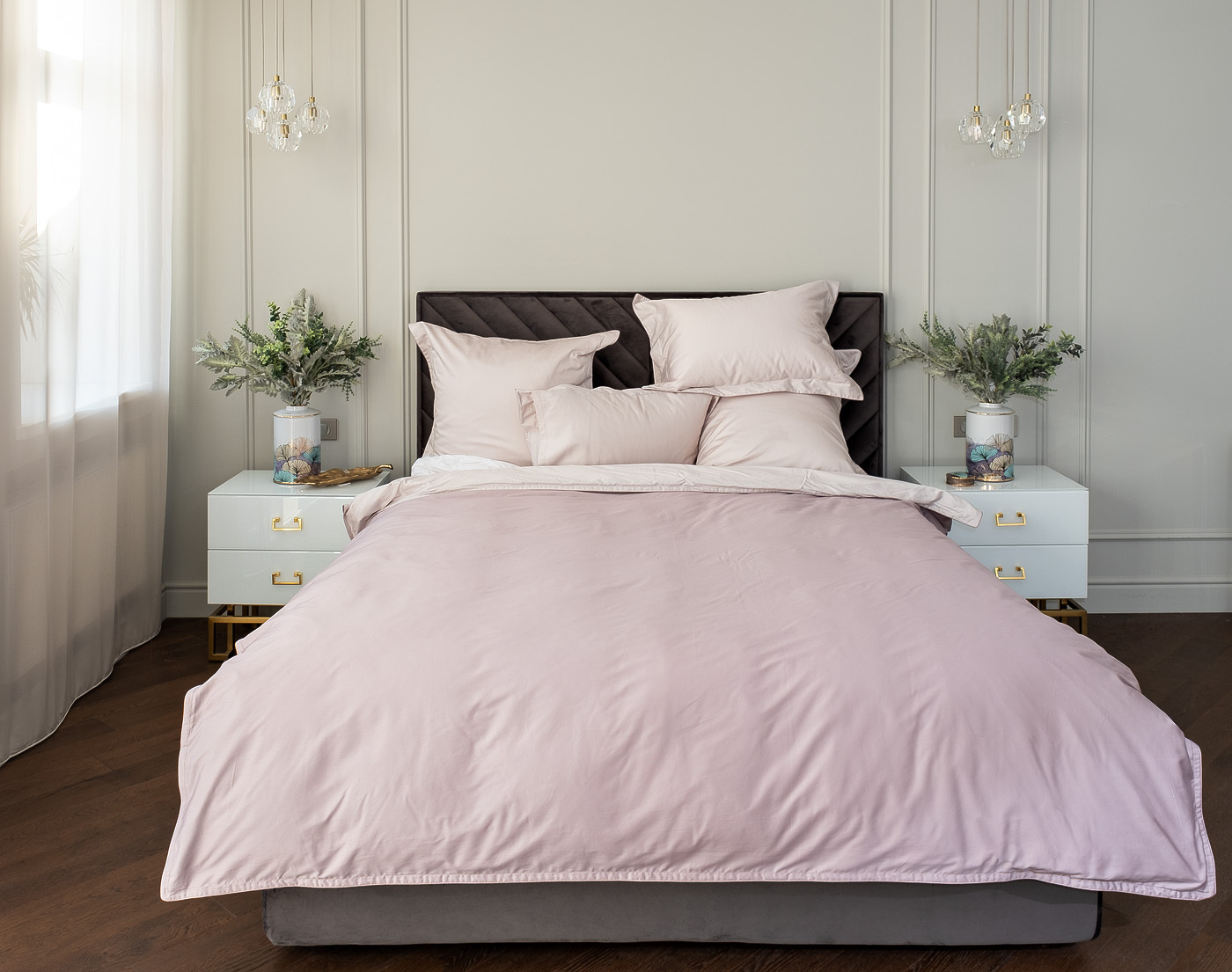 Пододеяльник сатиновый "Видение" 215х150см пудреная роза Garda Decor 107TD- D0030G-POD ROS