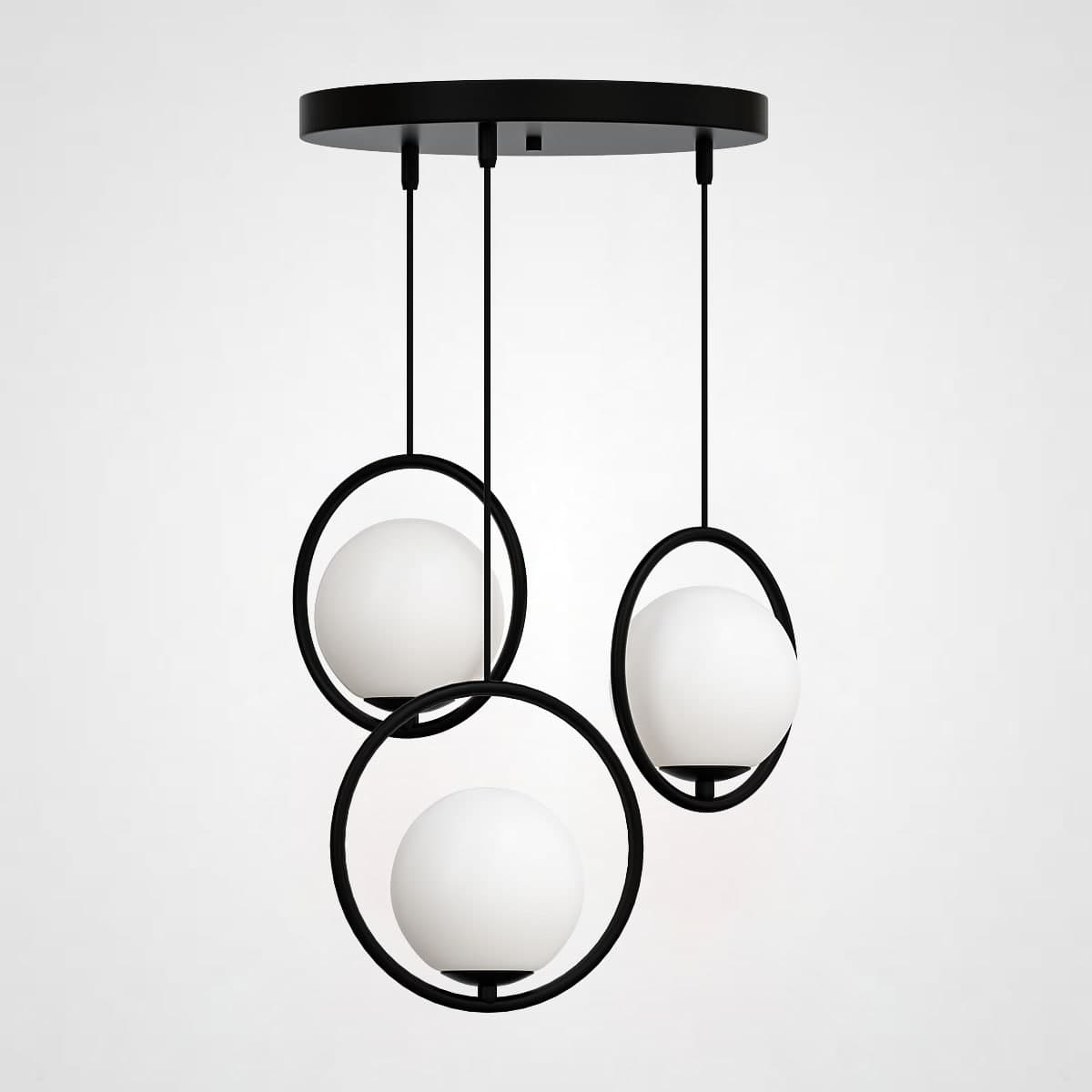 Подвесной светильник HOOP-TRIO Черный, Круг, Диск by ImperiumLoft