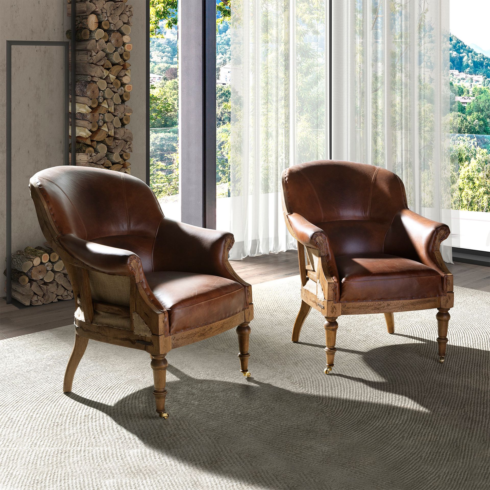 Кресло из кожи коньячно-коричневого цвета, модель 5158 Angel Cerda