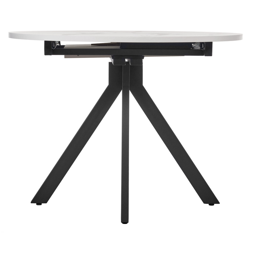 Стол Rudolf круглый раскладной 100-130x100x75см, белый мрамор, чёрный Bradex Home RF 0417