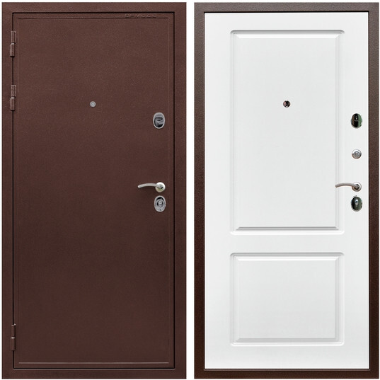 Дверь входная Graf Лондон Антик медь / МДФ 16 мм ФЛ-117 Белый матовый