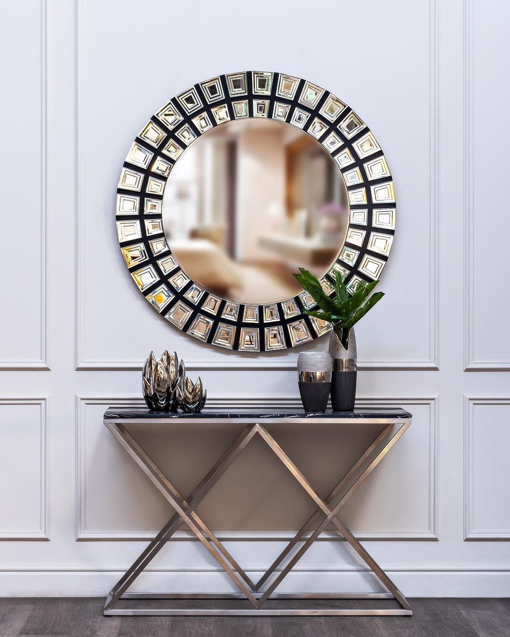 Консоль искусственный черный мрамор/мат.хром Garda Decor 47ED-CST026