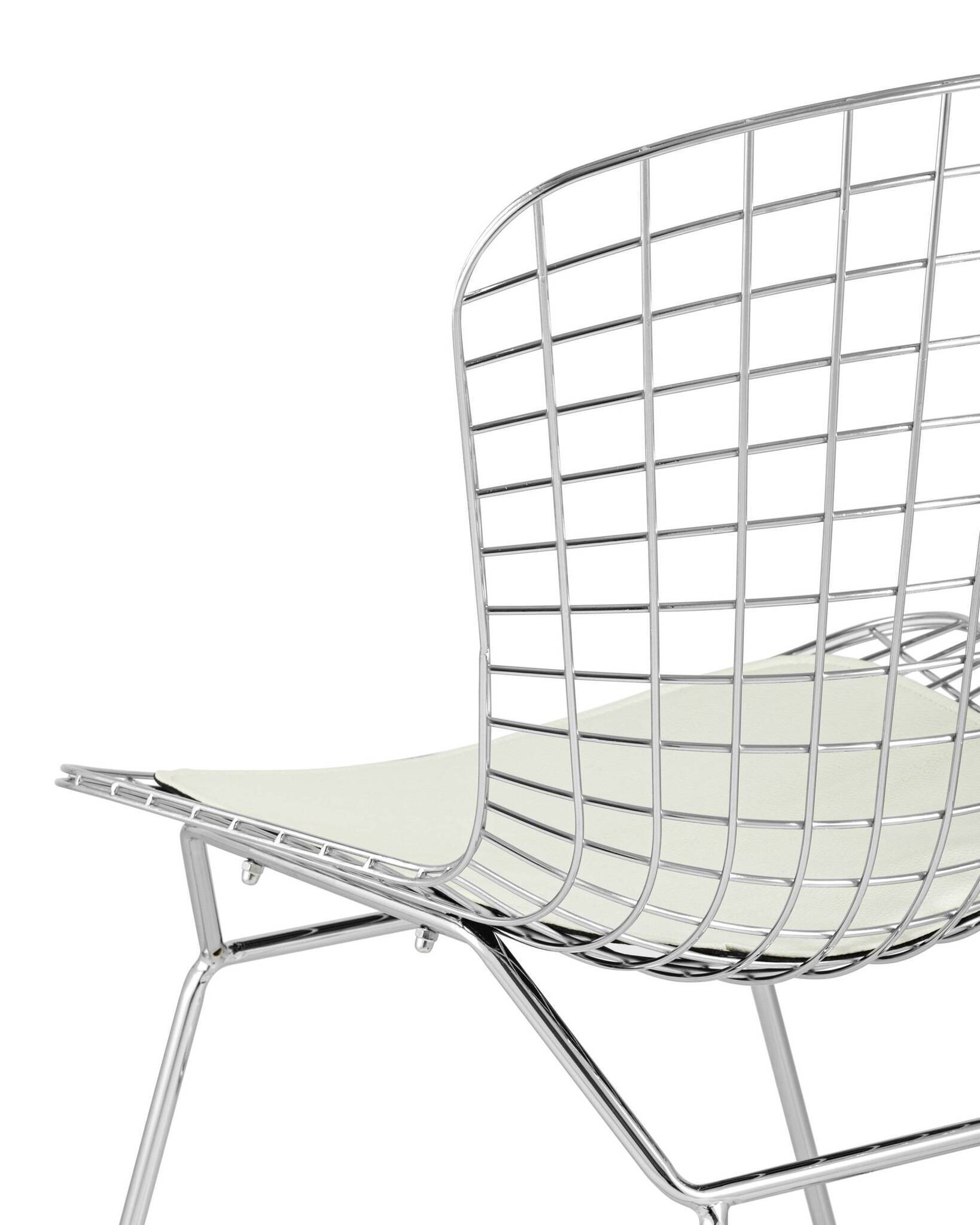 Стул обеденный Bertoia хромированный с белой подушкой Stool Group