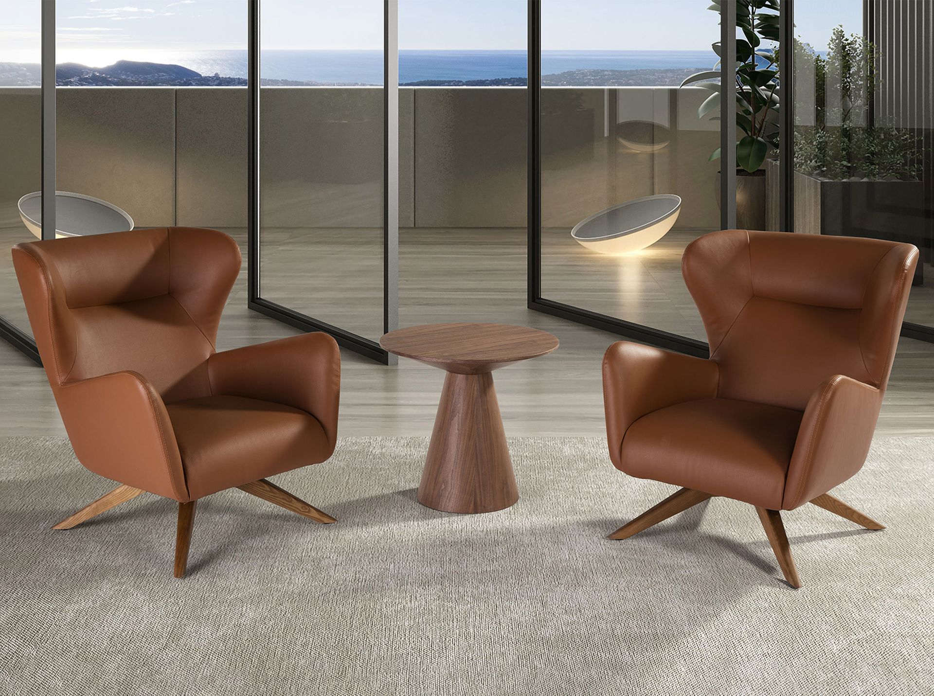 Угловой столик из орехового шпона ET652 /2043 Angel Cerda