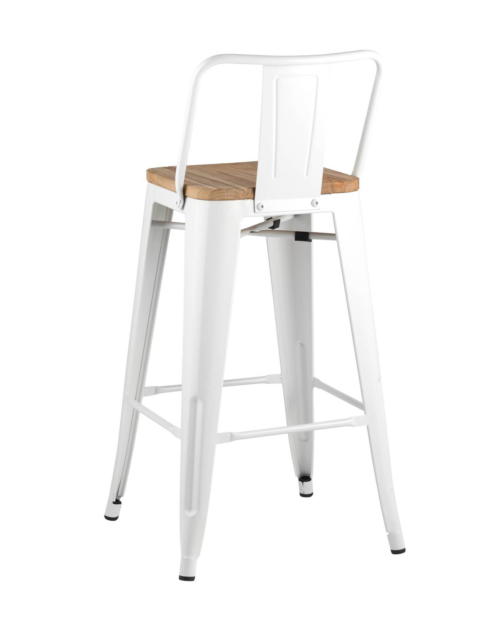 Стул полубарный TOLIX WOOD со спинкой белый глянцевый Stool Group