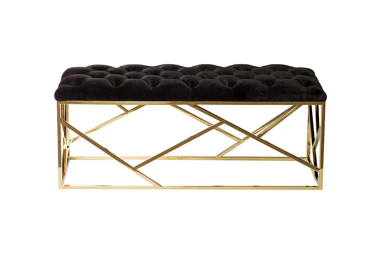 Банкетка черная велюровая Garda Decor GY-BEN7835GOLD-BL