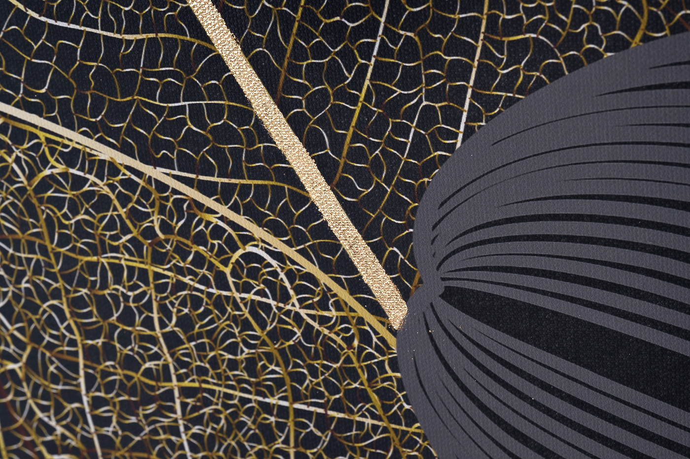 Холст Золотые листья-3 в багете латунь Garda Decor 89VOR-GOLDEN LEAVES-3